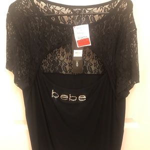 Juniors plus size BeBe tee with lace